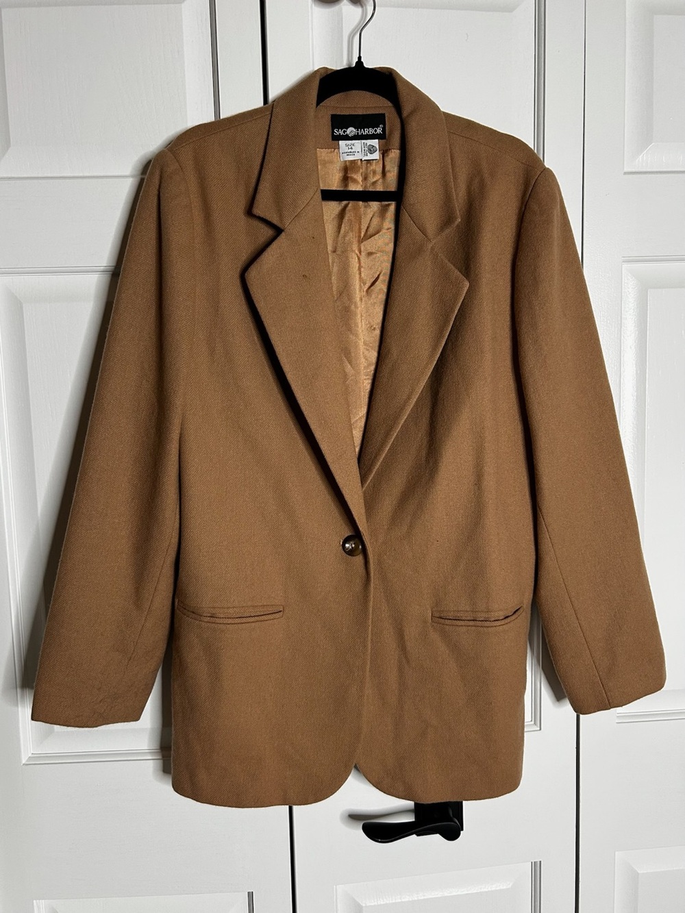 Sag Harbor Women's Camel Single-Button Blazer Jacket
